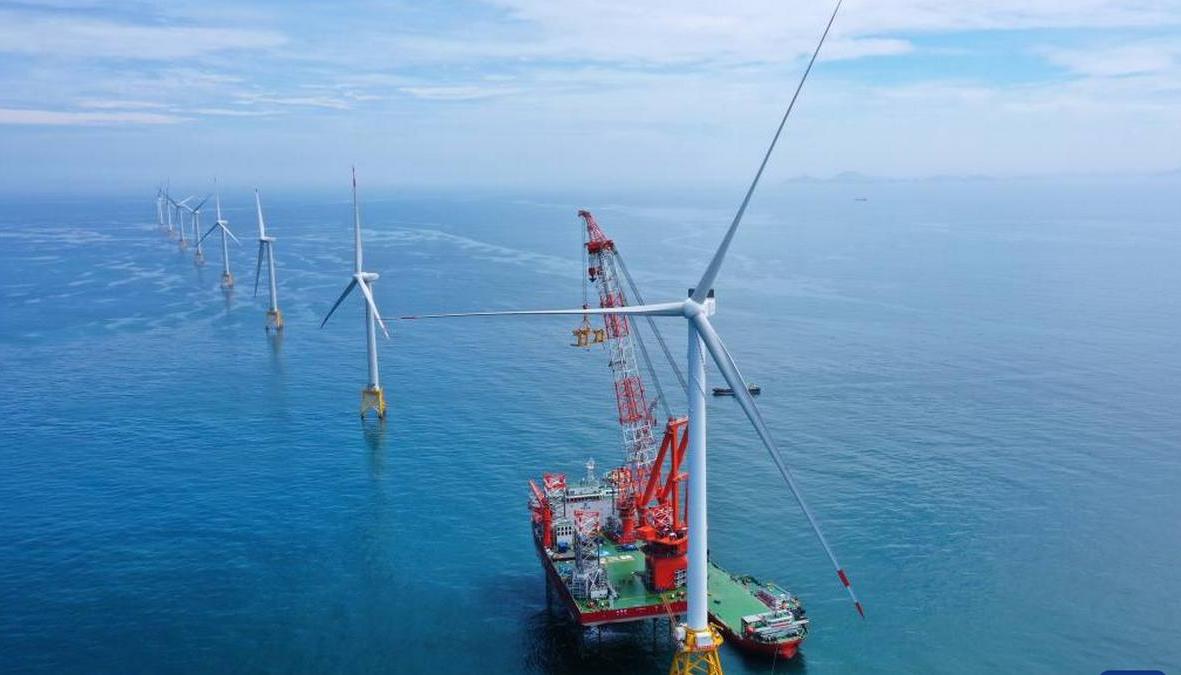 A Chinese company manufactured the largest wind turbine in the world. The diameter of the rotor blades is 310 meters